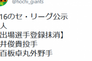 【5/16公示】巨人、桜井と八百板が登録抹消