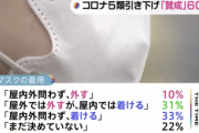 【悲報】5類引き下げでマスク着用「屋内外問わず外す」10%