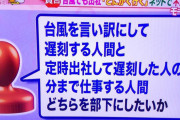 「台風を言い訳にして遅刻する人を部下にしたいとは思わない」←この上司