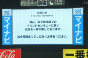 【ヤクルト対ロッテ2回戦】神宮球場のヤクルト対ロッテ戦、隣の国立競技場のサッカーイベントの花火のため一時中断