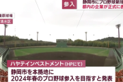 【朗報】2024年にプロ野球参入目標の静岡、スポンサーが見つかる