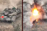 ロシアのT-90戦車、一瞬で大破・炎上