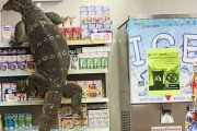 【画像】海外のTwitter民「コンビニ行ったらデカいトカゲいた」