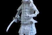 外国人が1枚の紙から作った折り紙のサムライ　凄すぎると話題に