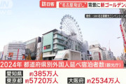 【悲報】インバウンド観光客数、東京1446万人、大阪1288万人、京都998万人、名古屋189万人