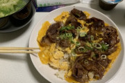 ジンギスカンで親子丼（他人）を作ったんだけど癖が強くて普通に肉だけ焼いて食ったほうがうまいな（※画像あり）