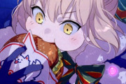 【FGO】バーガー食べるサンタ黒王イラスト！！　美味しそうですね！！