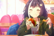 【ネタ】ちっちゃなお口で一生懸命ポテト食べるミミちゃんを観察したい⇐ハンバーガーおいしいわよ！