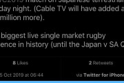 海外「ラグビー日本vsスコットランド戦の最高視聴率は53.7%(6000万人)らしい」→「国技化来る？」
