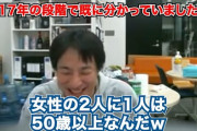 【悲報】論破王ひろゆき「女性の2人に1人が50歳以上って(大爆笑)ナンパしたら半分の確率で50歳以上なんですよｗ」