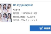 【AKB48】66thシングル「Oh my pumpkin!」2日目売上12,638枚