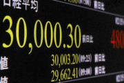 【速報】日経平均、一時3万円突破。バブル期以来30年半ぶり
