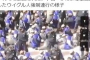 インドTVでも放送された、ドローンによる望遠撮影が記録したウイグル人強制連行の様子。これが現代の光景か？  皆、丸坊主に目隠し、後ろで手を組まれ数珠つなぎで連行。