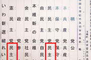 投票用紙の略称「民主党」、全て国民民主党の得票になる模様！立憲との振り分けが解消へ！