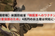 【韓国悲報】米国防総省「韓国軍へのワクチン支援は米軍保護のため」4兆円のお土産は何処に････