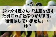 【恐怖】ぶつかり屋さん「注意を促すためにわざとぶつかります。後悔はしていません」 ← は？