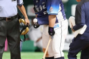 西武・おかわり“珍死球”ボールがお腹に吸い込まれた！