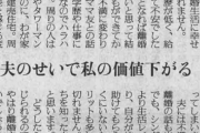 【悲報】女さん「夫のせいで私の価値が下がる。幸せを感じられない」