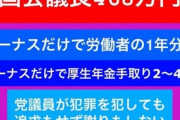 だいたい議員っていうのは、サラリーマンじゃなくて、自営だろ。それなのにどうしてボーナスが出るんだい？ボーナスは会社が儲かった時の社員への還元だぜ！ボーナス2回で572万円！