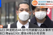 【悲報】4,630万誤振込の田口くん、懲役4年6ヶ月求刑?