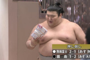 【画像】お相撲さん、懸賞金の束に思わずニッコリ