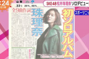 【悲報】松井珠理奈さんのソロアルバム発売ツイートに「いいね」をつけたSKEメンバーは11人だけ・・・