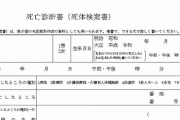 反ワクさん遂に死亡診断書を偽造するも医師に即バレ「全然書式が違う」