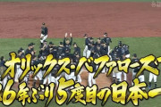 去年　ヤクルト日本一(20年ぶり9度目) 今年オリックス日本一(26年ぶり5度目)