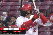 カープ田中広輔、マスク着用で打席＆守備　西川は守備時にマスク