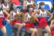 【画像】慶応高校の甲子園チアさん、超ナイスな太ももを披露😍