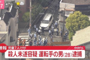 【速報】小学生7人を「故意で轢いた」犯人、東京都在住の無職28歳だった