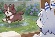 【ウマ娘】雨の日にはしゃぐマイル犬を見守るミラ公、いいよね…