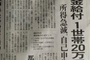 現金給付､一世帯に20万円支給で検討　新型コロナで収入が急減した世帯や低所得者が対象で自己申告制
