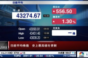 【朗報】日経平均株価･TOPIX､今日も最高値更新 日経平均株価は史上初の4万3000円台