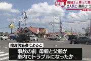 母親と父親が車内で喧嘩 → 父親が降りると車がポール突撃し母親と娘が死亡