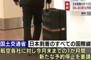【悲報】日本政府､航空会社に日本到着の国際線の新規予約停止を要請　海外滞在の日本人も締め出しへ