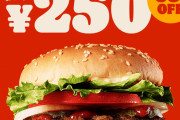 【朗報】本日からバーガーキングのワッパージュニア、驚愕の250円ｗｗｗｗ