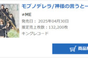 【≠ME】10thシングル「モブノデレラ/神様の言うとーり!」初日売上132,200枚