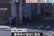 【悲報】社用車が電柱に衝突し助手席の男性が死亡。運転手は逃走。