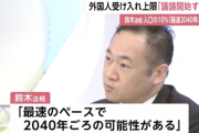 【悲報】鈴木法相、外国人比率10％到達は「最速のペースで2040年ごろで、かなり前倒しの可能性がある」
