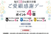 楽天市場､ご愛顧感謝デーポイント最大4倍を開催