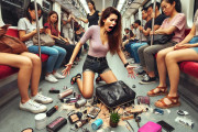 【地獄絵図】女さん、電車の中でカバンの中身をこぼして大惨事になってしまうｗｗｗｗｗｗｗｗｗ
