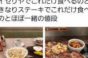 【超画像】ツイッター「サイゼリヤはいきなりステーキと同じ値段でこれだけ食えます」