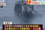 【水産庁】日本海で増える外国漁船の違法操業　中国は10倍に
