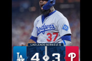 ディビジョンシリーズ第2戦でドジャースがフィリーズに4対3で勝利　ドジャースファンの反応　【海外の反応】