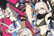 【FGO】ワダアルコさんの冬コミセットのクリアファイルの片面イラスト！！　センターの水着北斎ちゃん＆水着武蔵ちゃんすこ！！