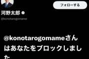 【悲報】黒瀬深さん、河野太郎にブロックされる