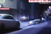一体何が！？歩道に乗り上げ歩行者を追い回す白セダン