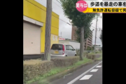 【動画】話題になった歩道を暴走していた車が発見され、運転手の無職男性（21）を逮捕！ 無免許運転だった模様…
