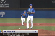 DeNA平田真吾   23試合0勝0敗7H 23.2回  被安打17 与四球15 奪三振25  防御率4.18 WHIP1.35   8試合連続無失点中